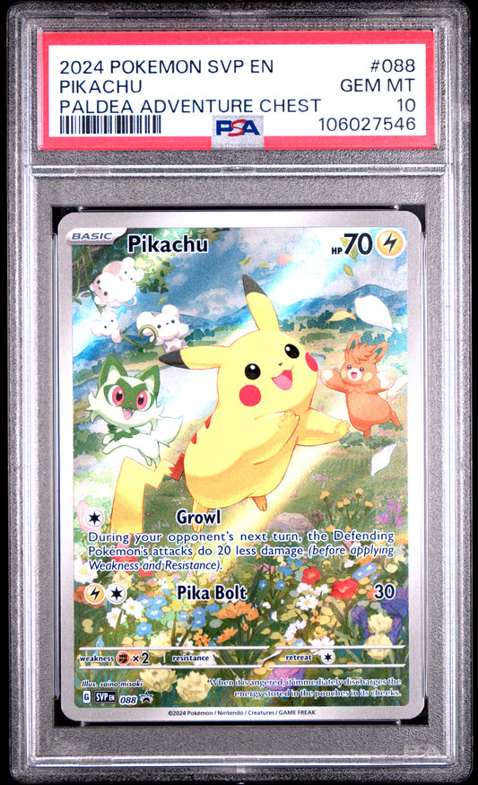 2024 Pokemon Svp En-Sv Black Star Promo Pikachu #088 PSA 10