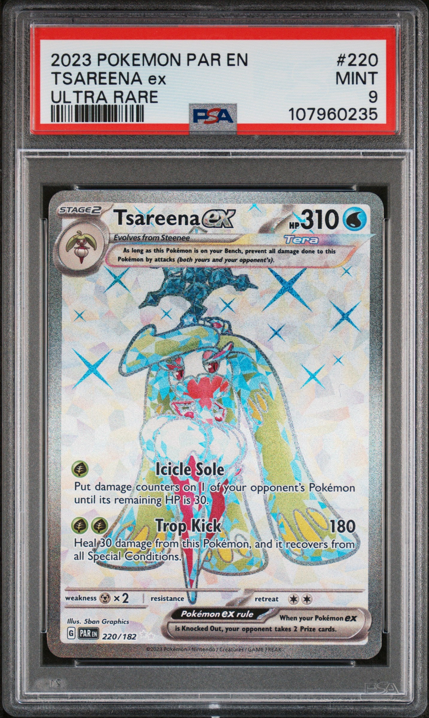 2023 Pokemon Par En-Paradox Rift Tsareena Ex #220 PSA 9