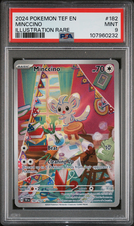 2024 Pokemon Tef En-Temporal Forces Minccino #182 PSA 9