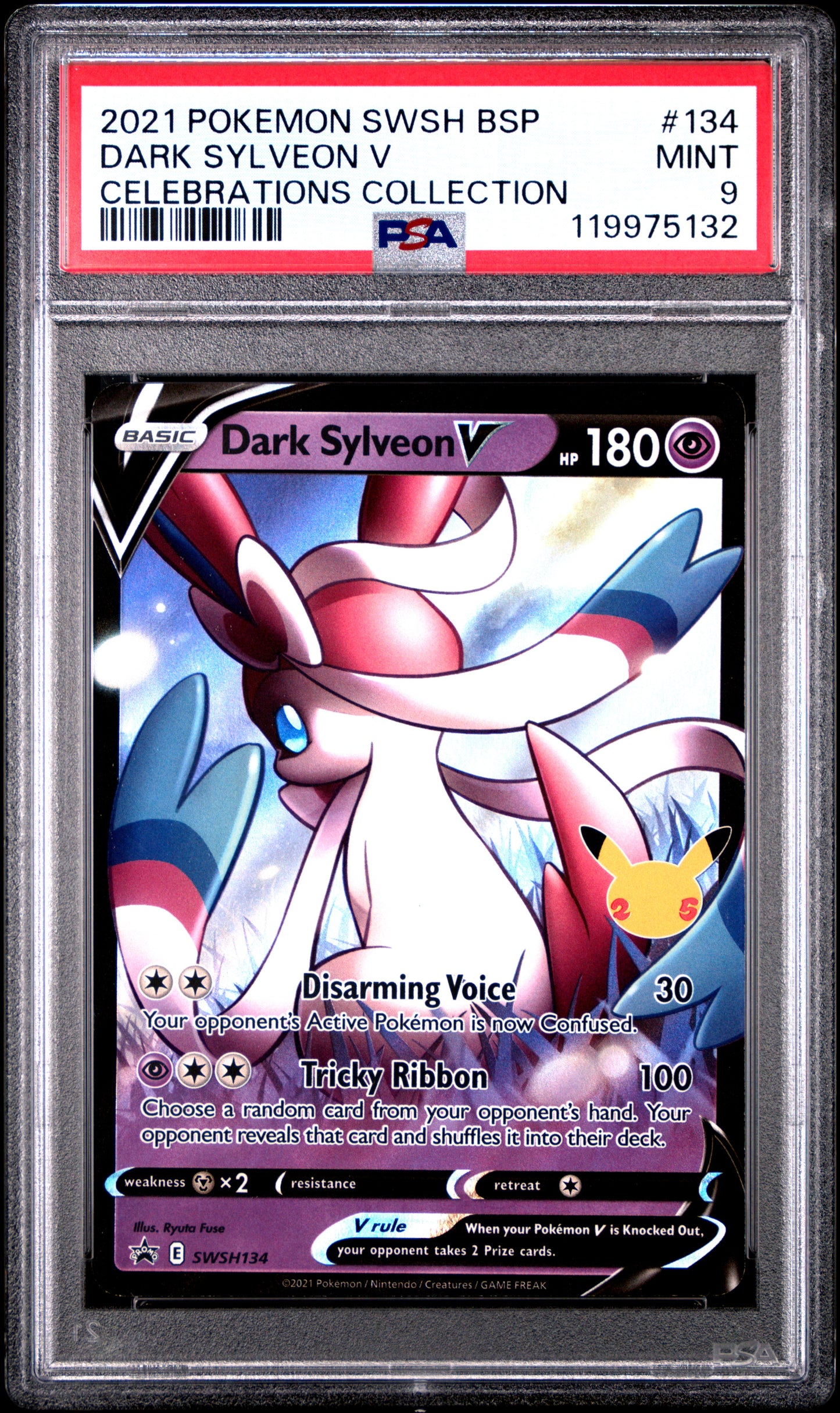 2021 Pokemon Swsh Black Star Promo Dark Sylveon V #134 PSA 9