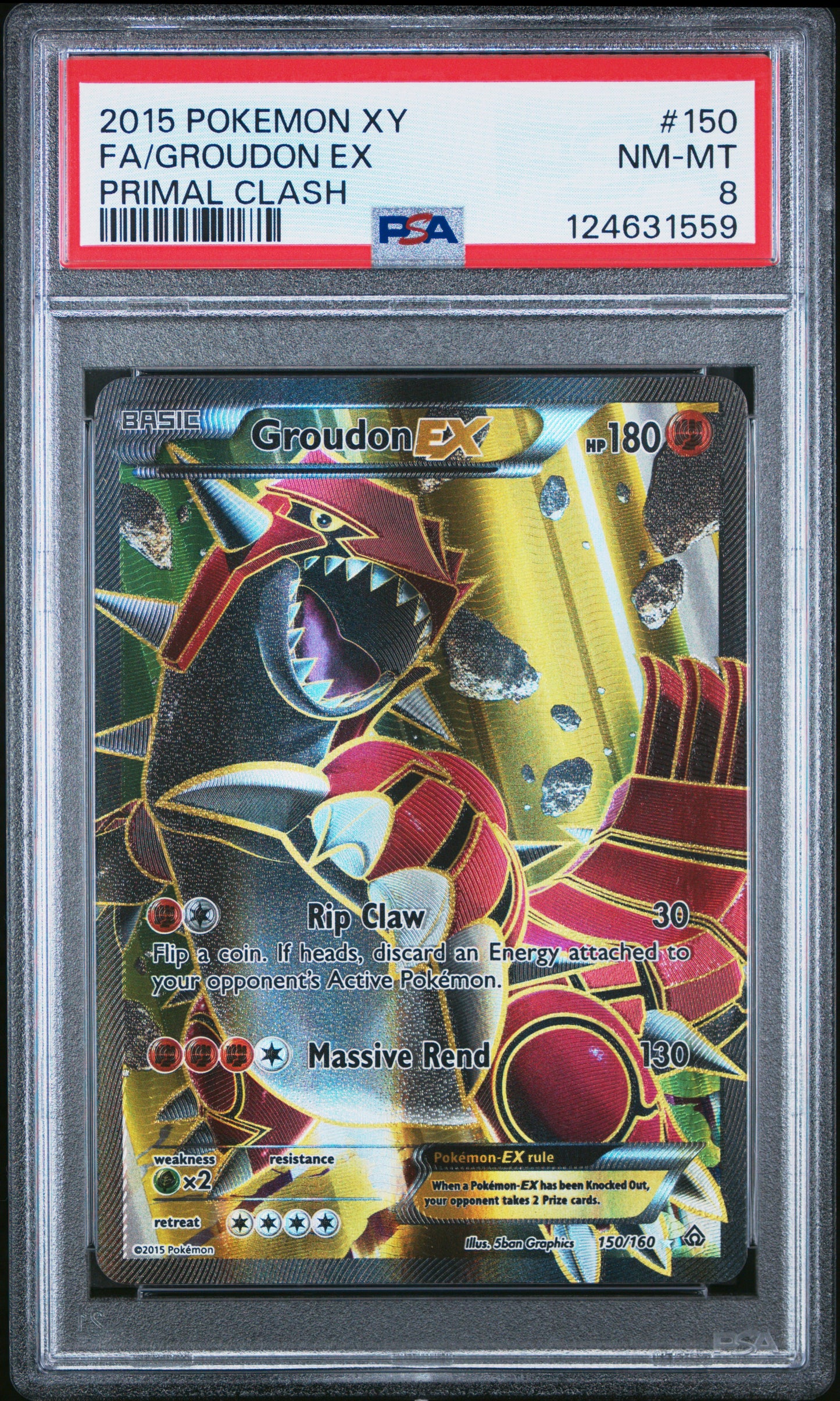 2015 Pokemon Xy Primal Clash Fa/Groudon Ex #150 PSA 8
