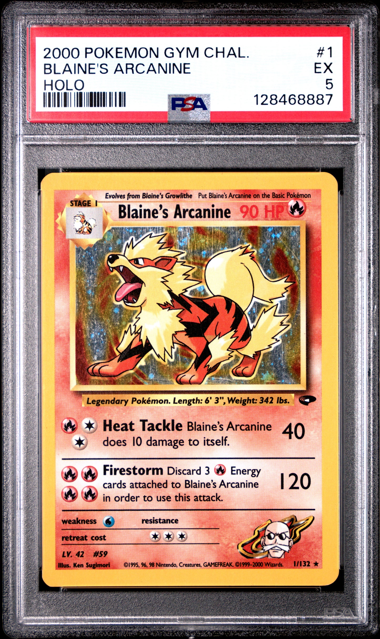 2000 Pokemon Gym Challenge Blaine'S Arcanine #1 PSA 5