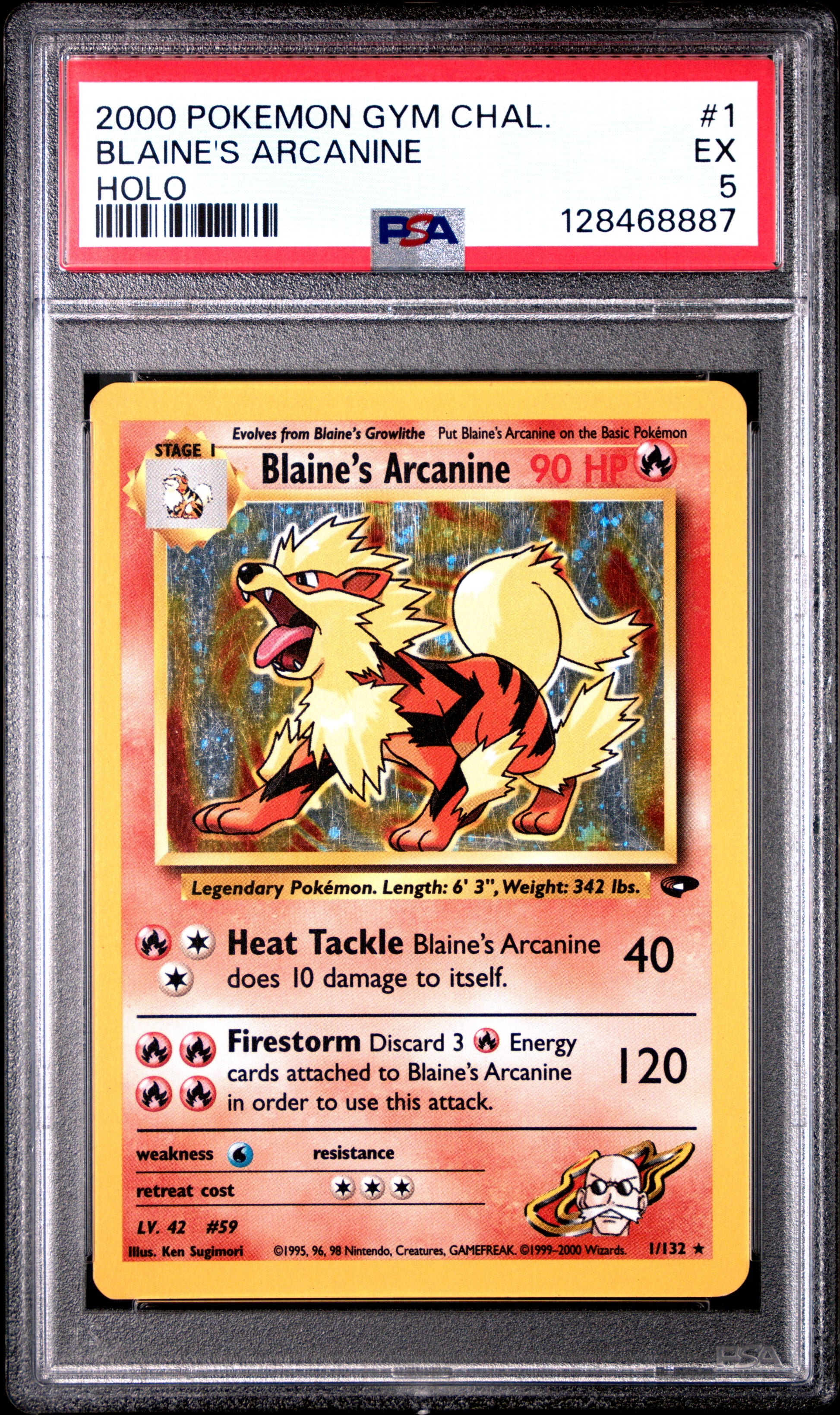 2000 Pokemon Gym Challenge Blaine'S Arcanine #1 PSA 5