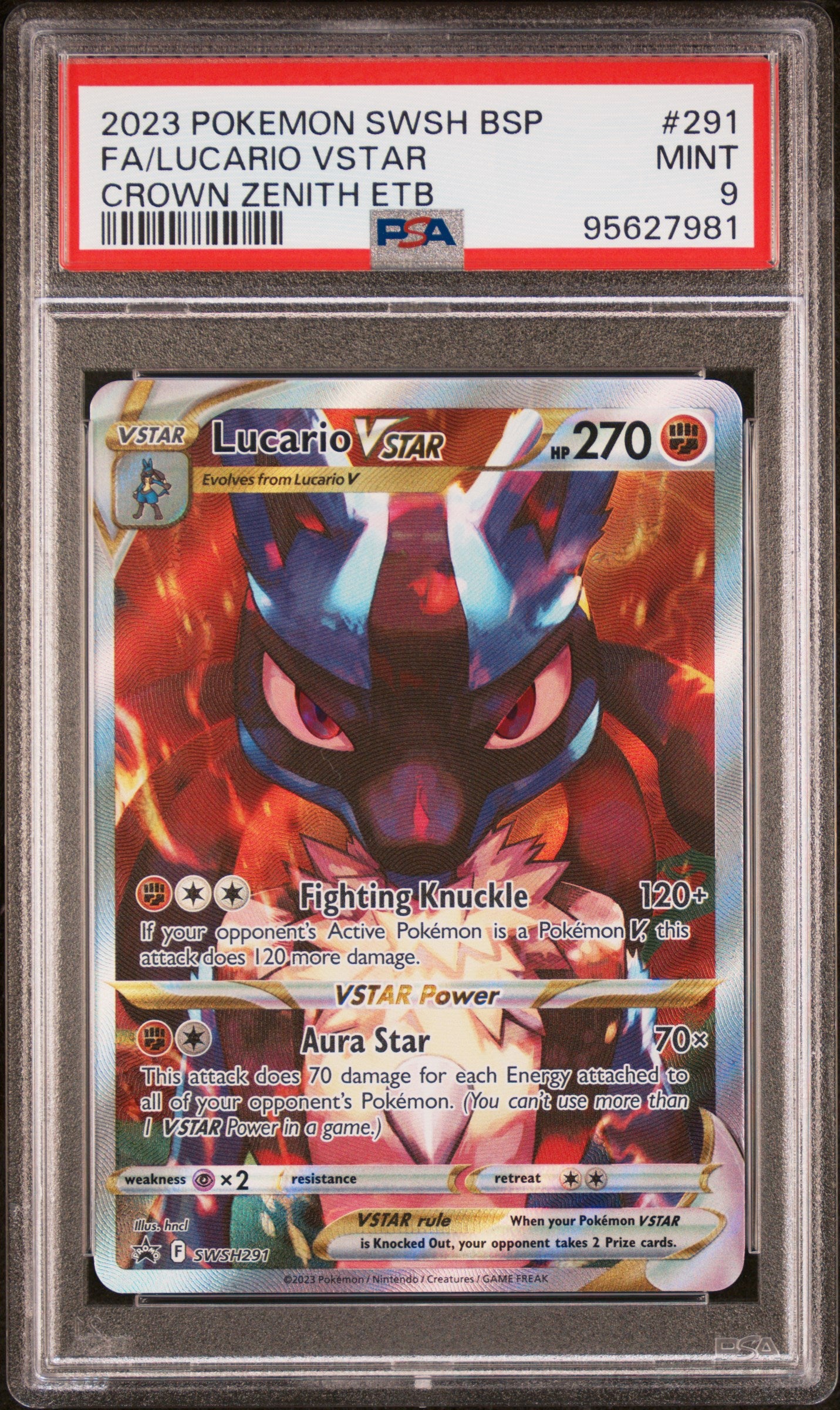 2023 Pokemon Swsh Black Star Promo Fa/Lucario Vstar #291 PSA 9