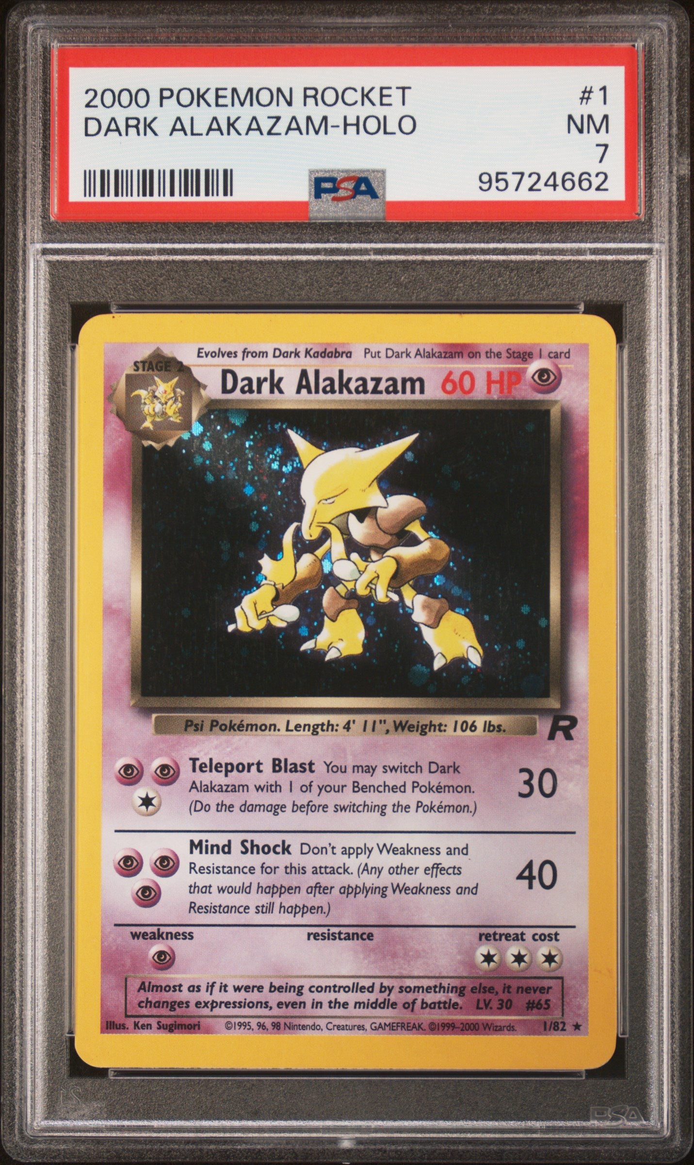 2000 Pokemon Rocket Dark Alakazam-Holo #1 PSA 7