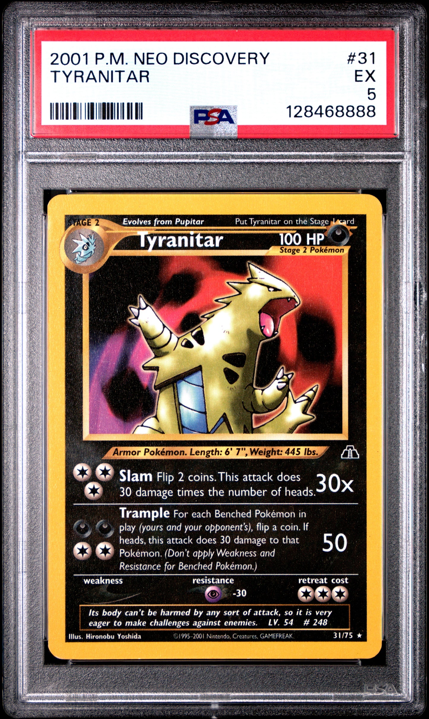2001 Pokemon Neo Discovery Tyranitar #31 PSA 5