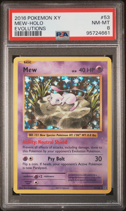 2016 Pokemon Xy Evolutions Mew-Holo #53 PSA 8