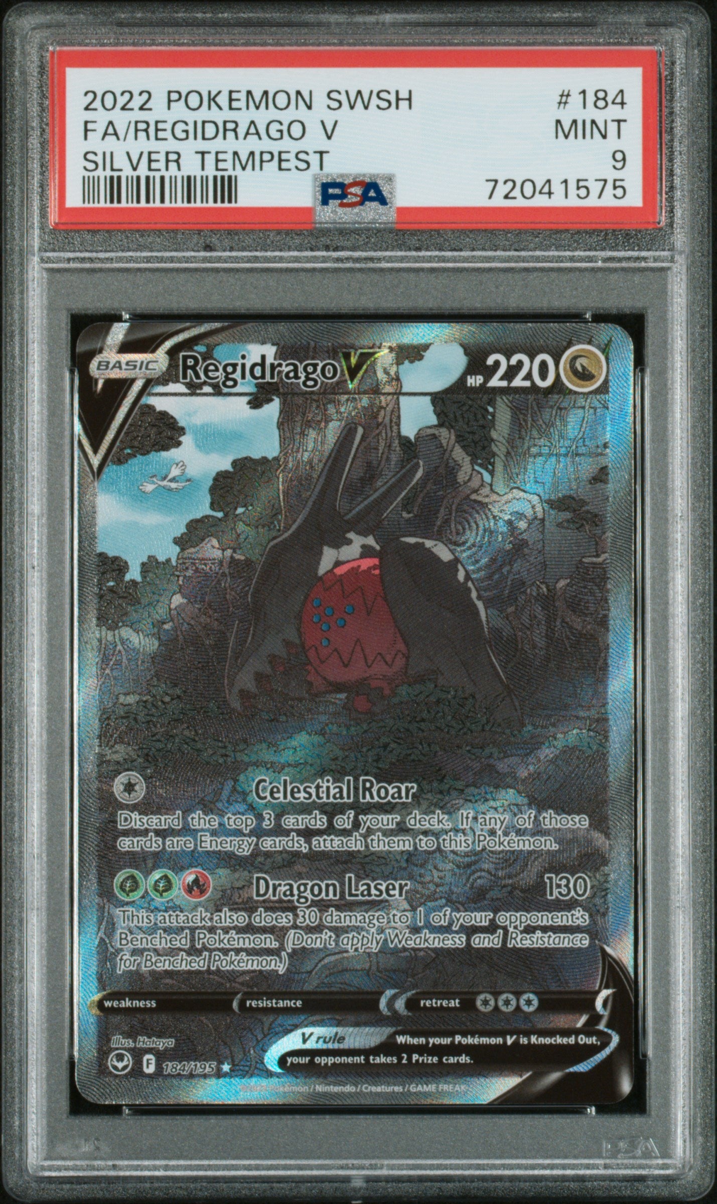 2022 Pokemon Sword & Shield Silver Tempest Fa/Regidrago V #184 PSA 9