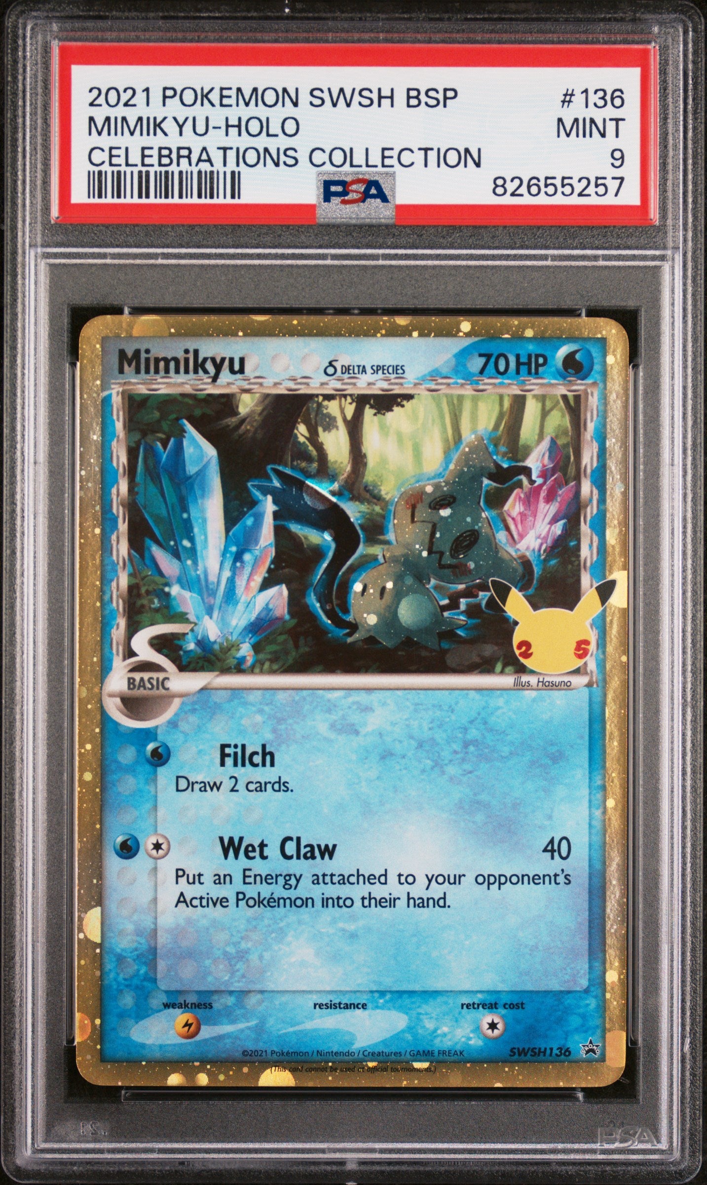 2021 Pokemon Swsh Black Star Promo Mimikyu-Holo #136 PSA 9
