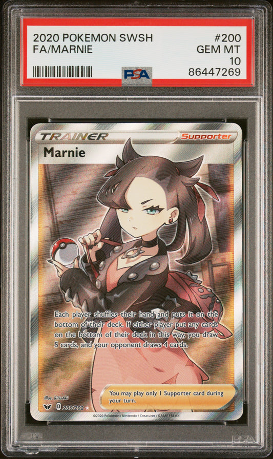 2020 Pokemon Sword & Shield Fa/Marnie #200 PSA 10