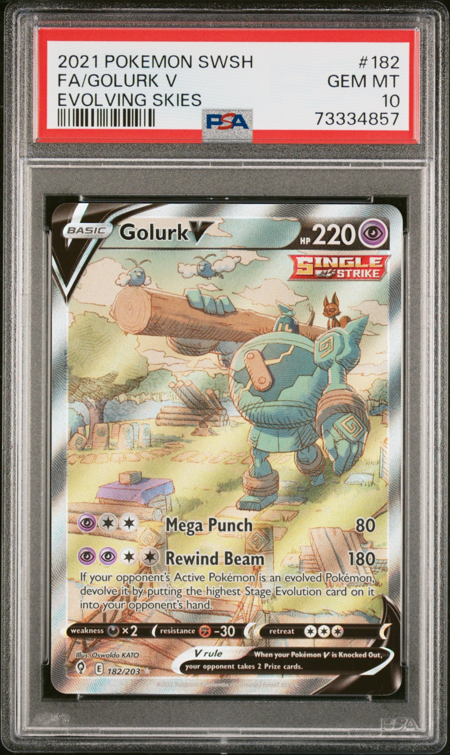 2021 Pokemon Sword & Shield Evolving Skies Fa/Golurk V #182 PSA 10