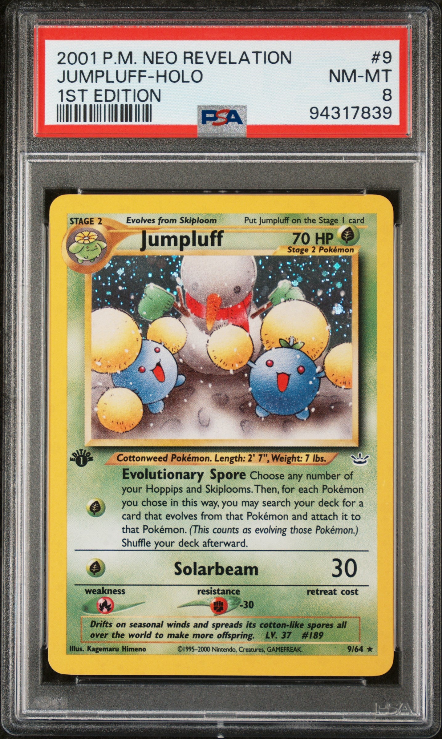 2001 Pokemon Neo Revelation Jumpluff-Holo #9 PSA 8