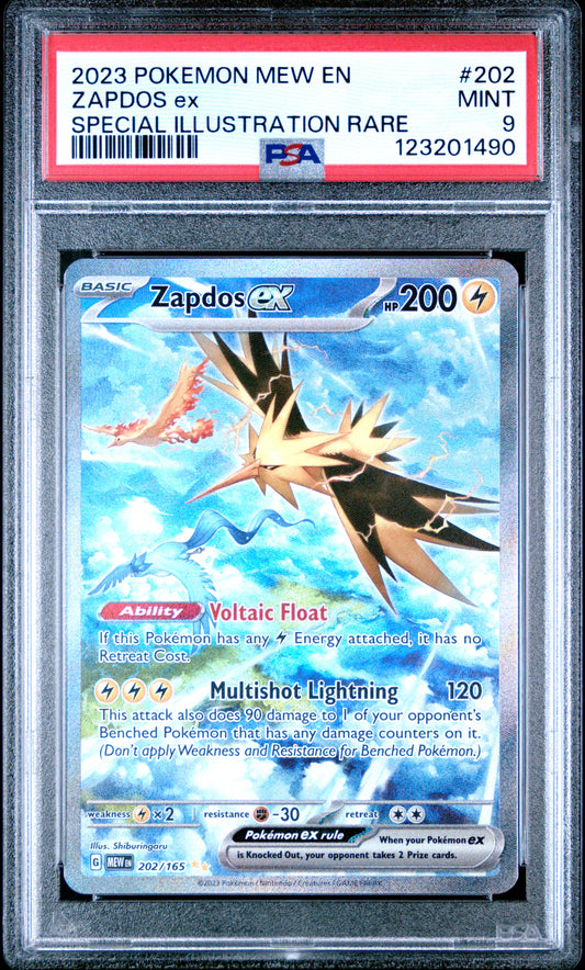 2023 Pokemon Mew En-151 Zapdos Ex #202 PSA 9