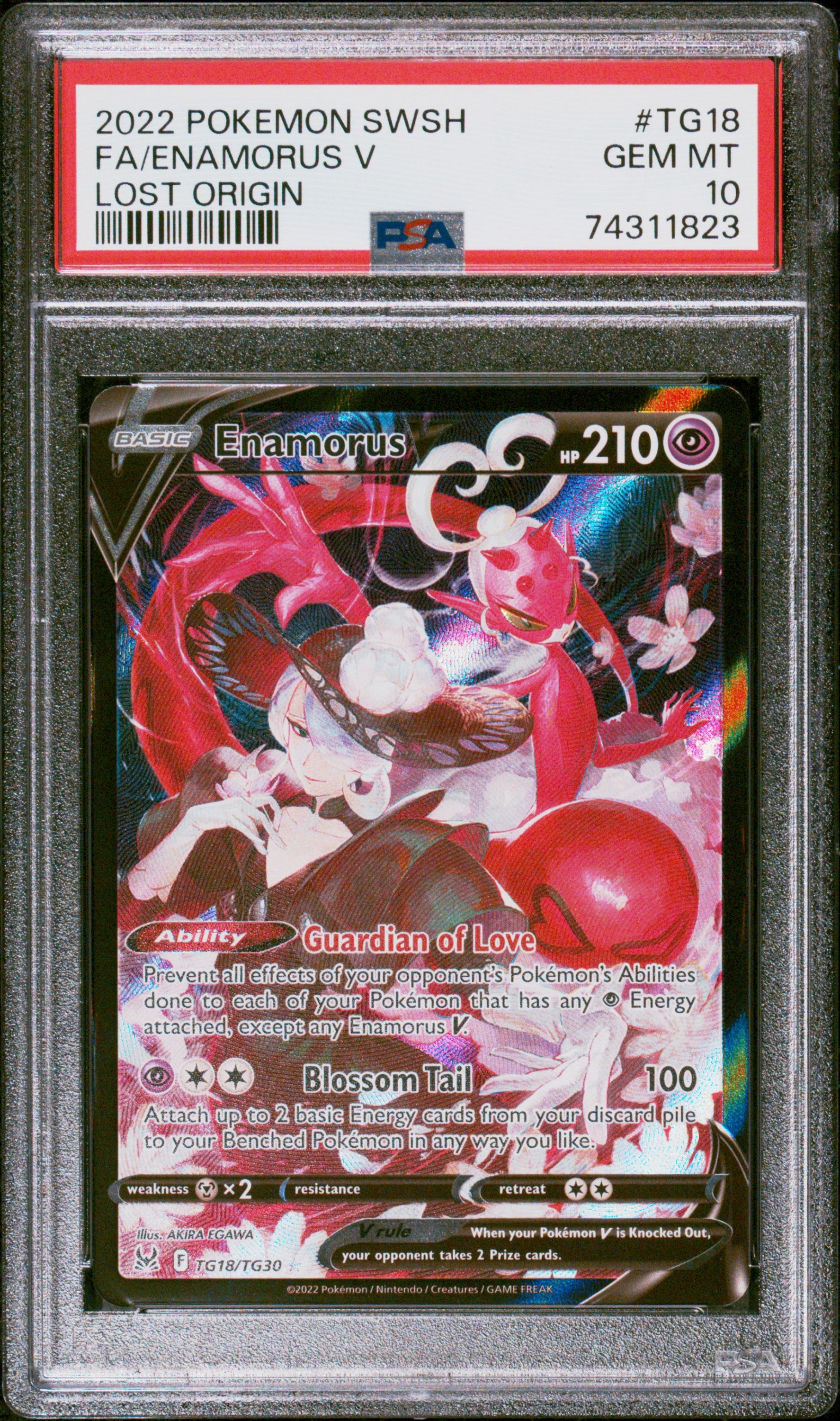 2022 Pokemon Sword & Shield Lost Origin Fa/Enamorus V #TG18 PSA 10