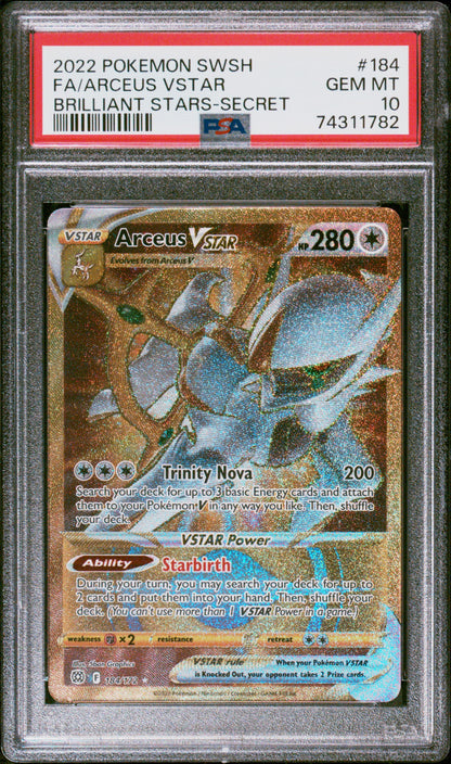 2022 Pokemon Sword & Shield Brilliant Stars Fa/Arceus Vstar #184 PSA 10
