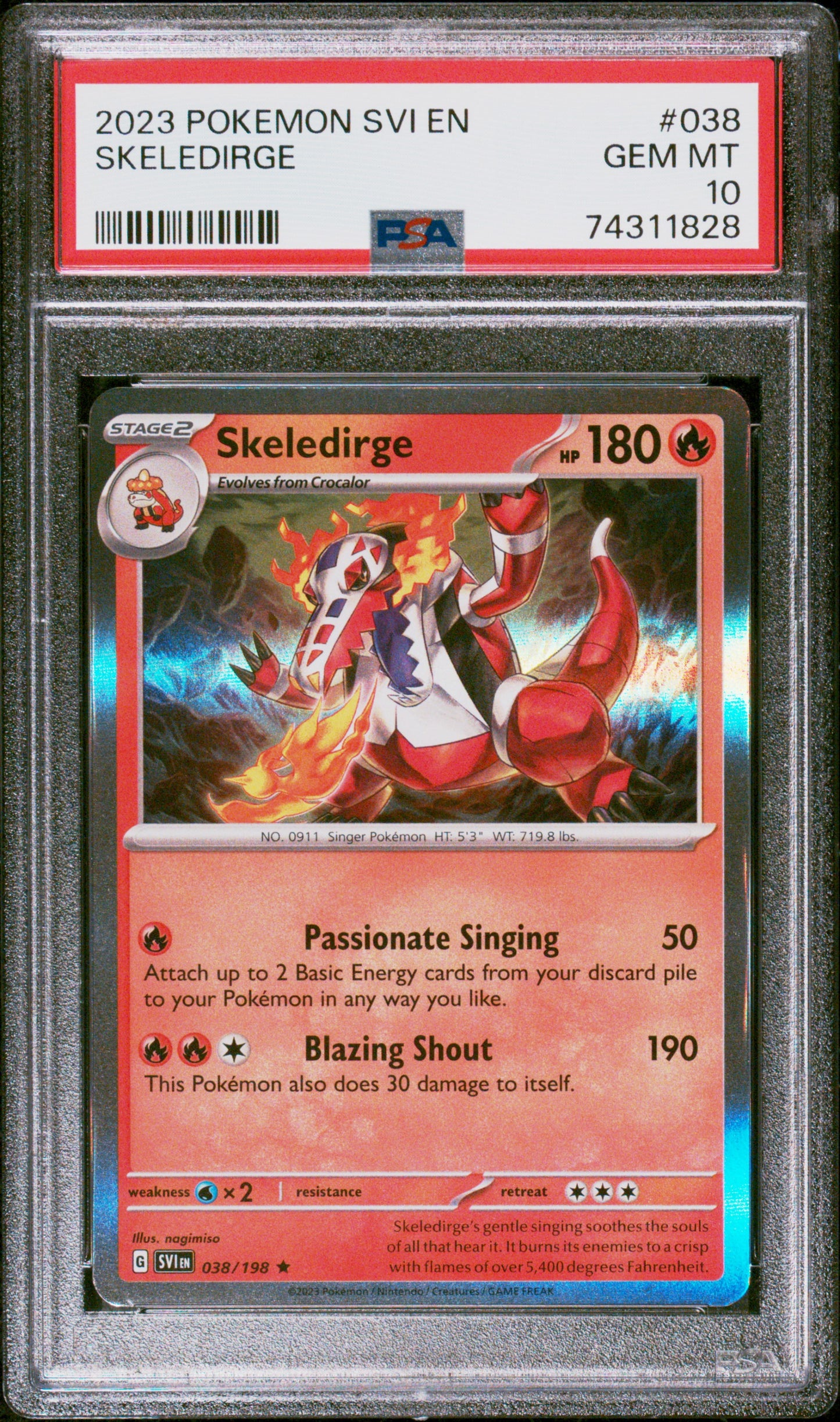 2023 Pokemon Svi En-Scarlet & Violet Skeledirge #038 PSA 10