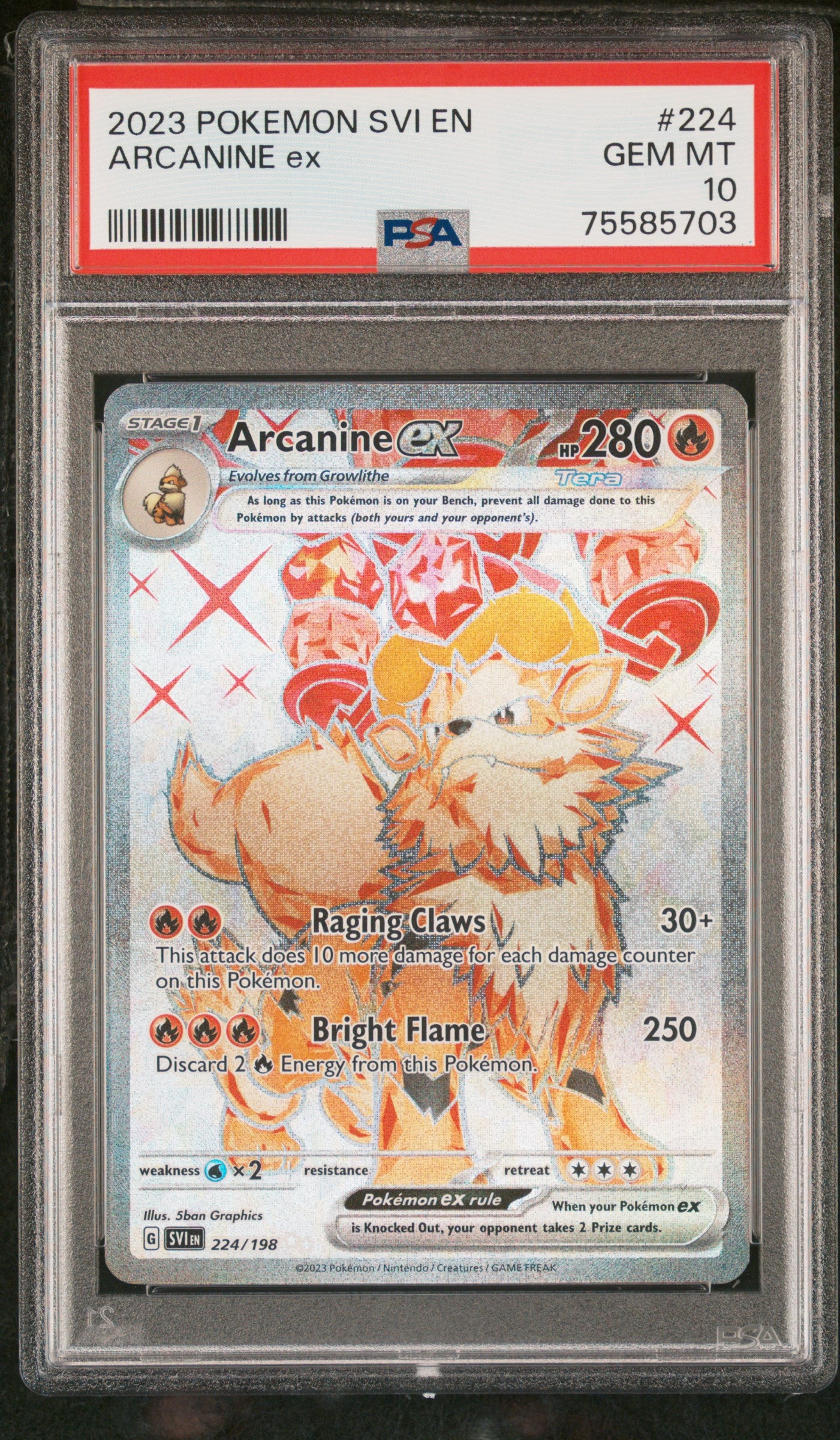 2023 Pokemon Svi En-Scarlet & Violet Arcanine Ex #224 PSA 10