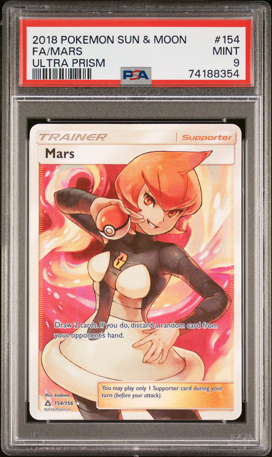 2018 Pokemon Sun & Moon Ultra Prism Fa/Mars #154 PSA 9
