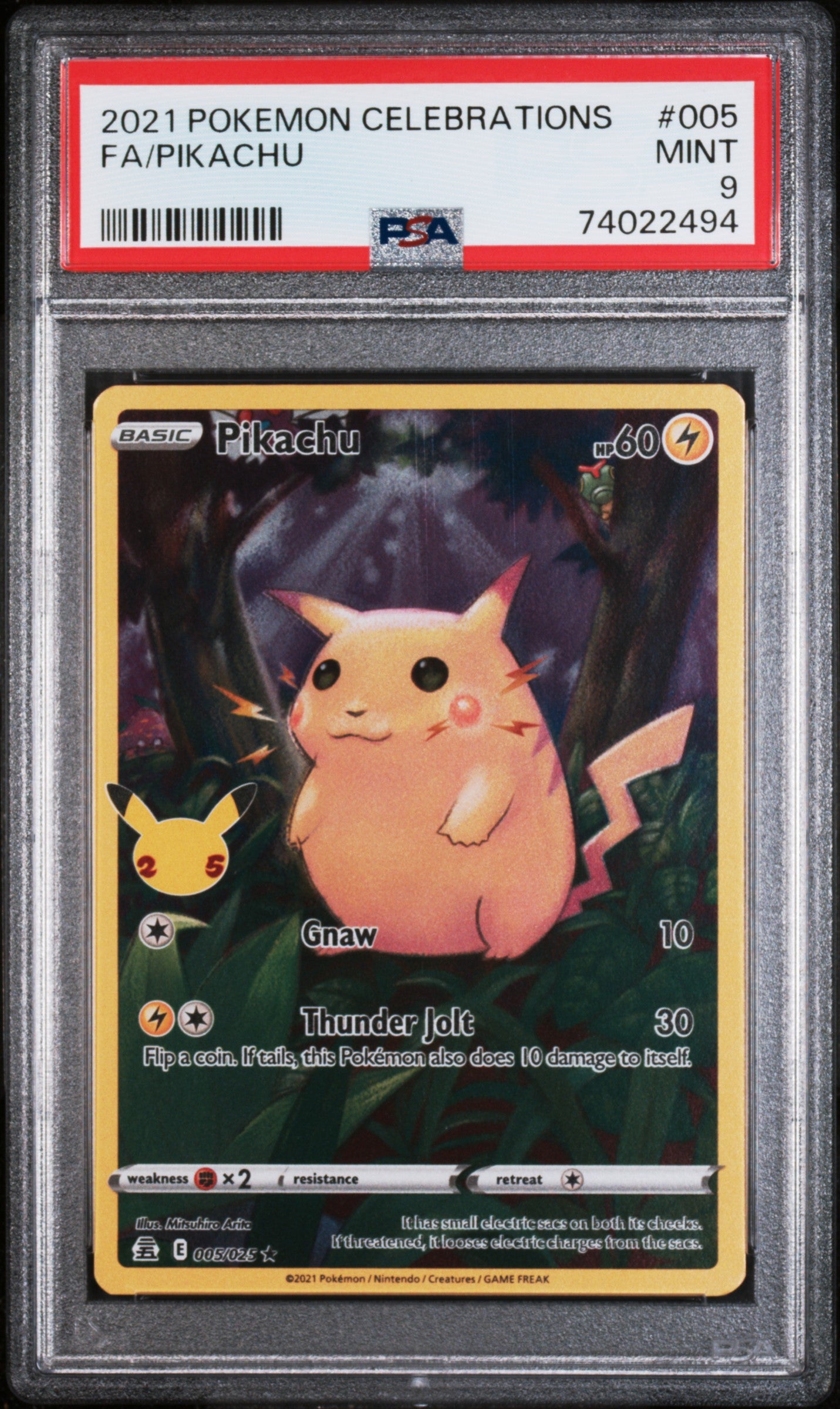 2021 Pokemon Celebrations Fa/Pikachu #005 PSA 9
