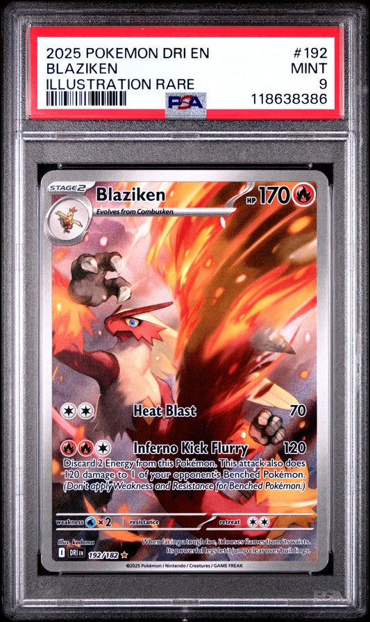 2025 Pokemon Dri En-Destined Rivals Blaziken #192 PSA 9