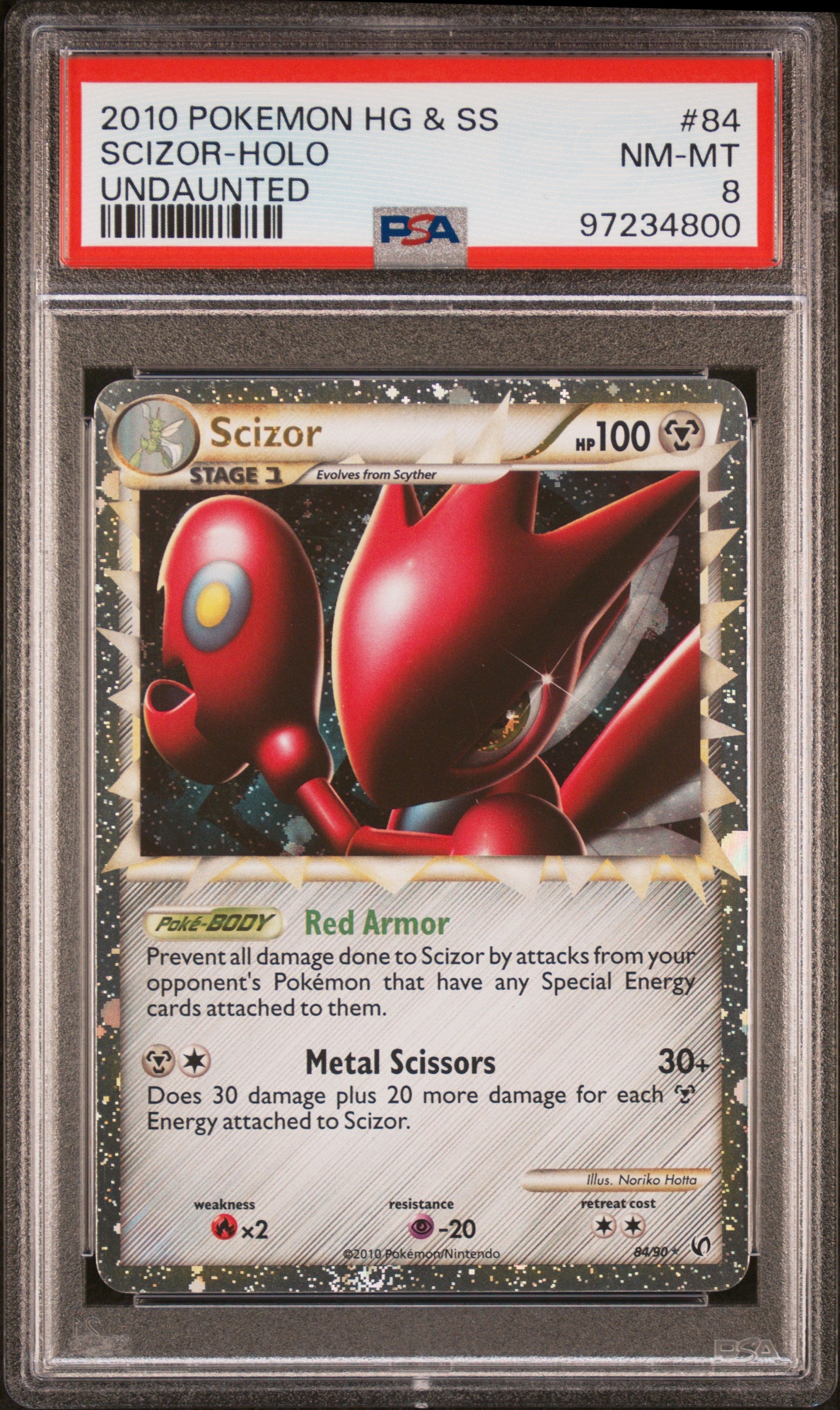 2010 Pokemon Heartgold & Soulsilver Undaunted Scizor-Holo #84 PSA 8