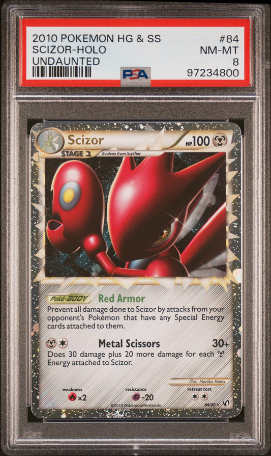 2010 Pokemon Heartgold & Soulsilver Undaunted Scizor-Holo #84 PSA 8