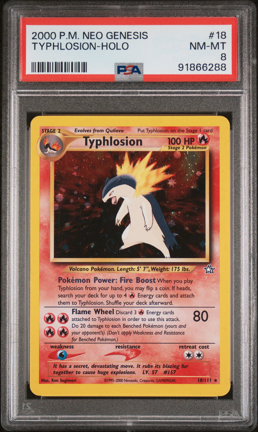 2000 Pokemon Neo Genesis Typhlosion-Holo #18 PSA 8