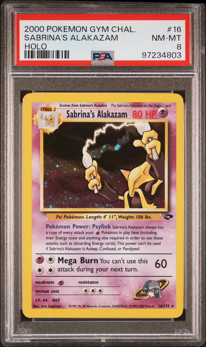 2000 Pokemon Gym Challenge Sabrina'S Alakazam #16 PSA 8