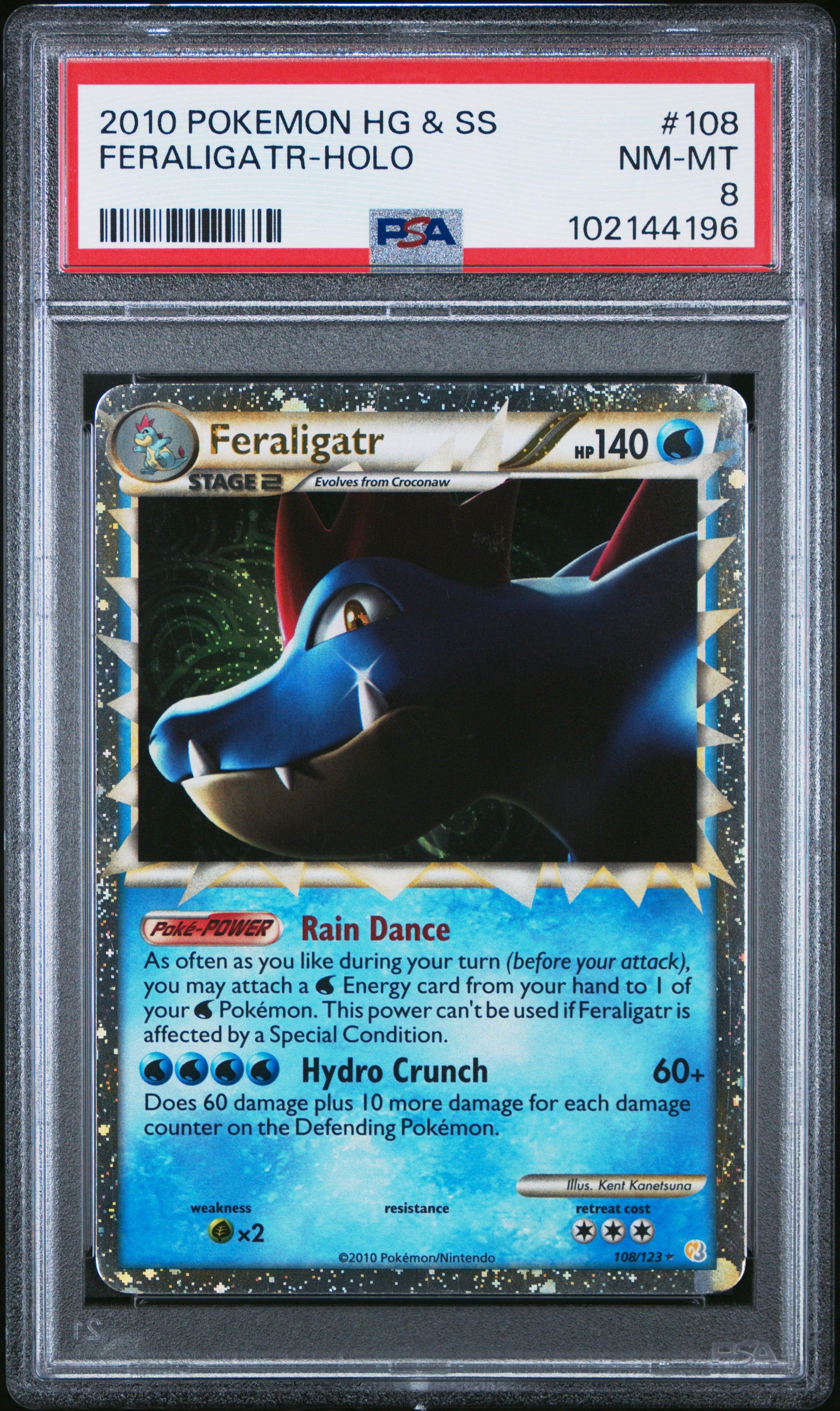 2010 Pokemon Heartgold & Soulsilver Feraligatr-Holo #108 PSA 8