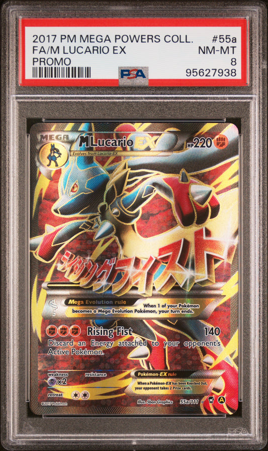 2017 Pokemon Mega Powers Collection Promo Fa/M Lucario Ex #55a PSA 8