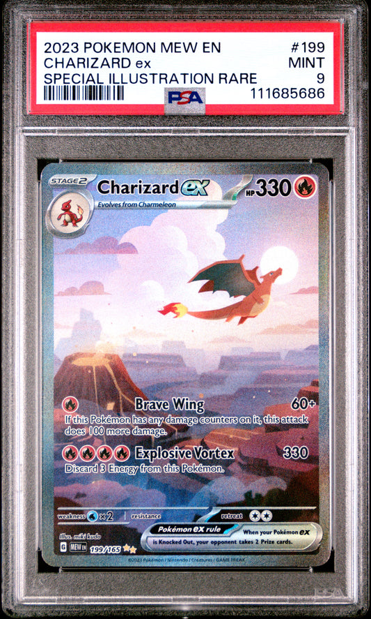 2023 Pokemon Mew En-151 Charizard Ex #199 PSA 9