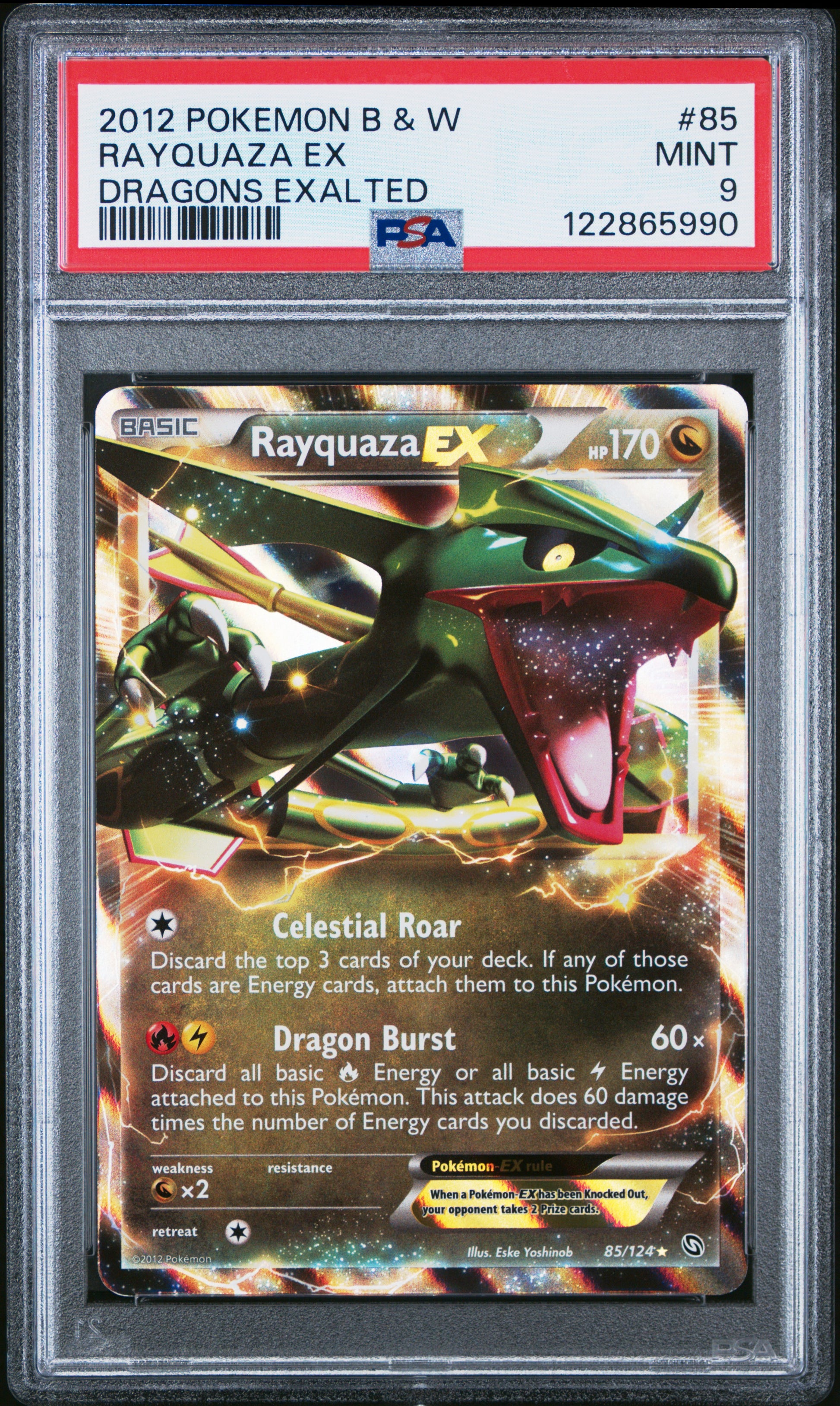 2012 Pokemon Black & White Dragons Exalted Rayquaza Ex #85 PSA 9