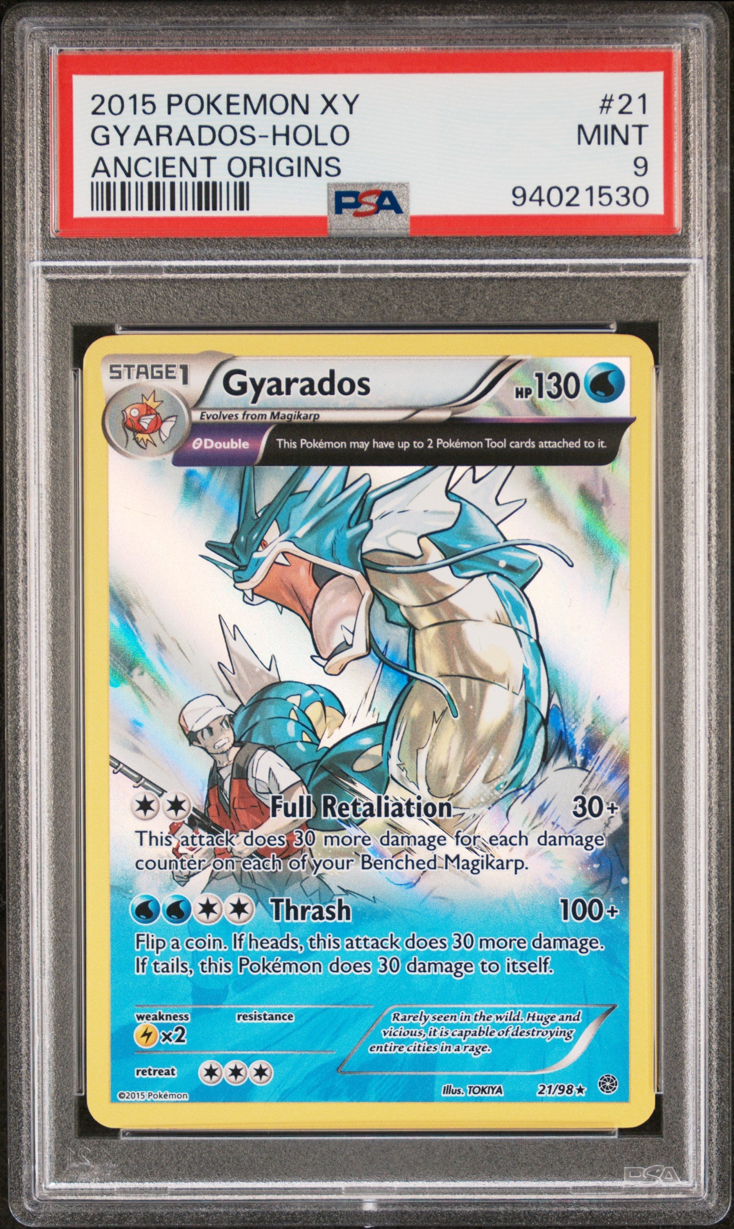 2015 Pokemon Xy Ancient Origins Gyarados-Holo #21 PSA 9