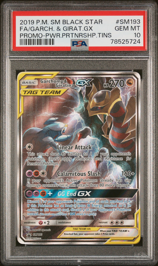 2019 Pokemon Sm Black Star Promo Fa/Garch. & Girat.Gx #SM193 PSA 10