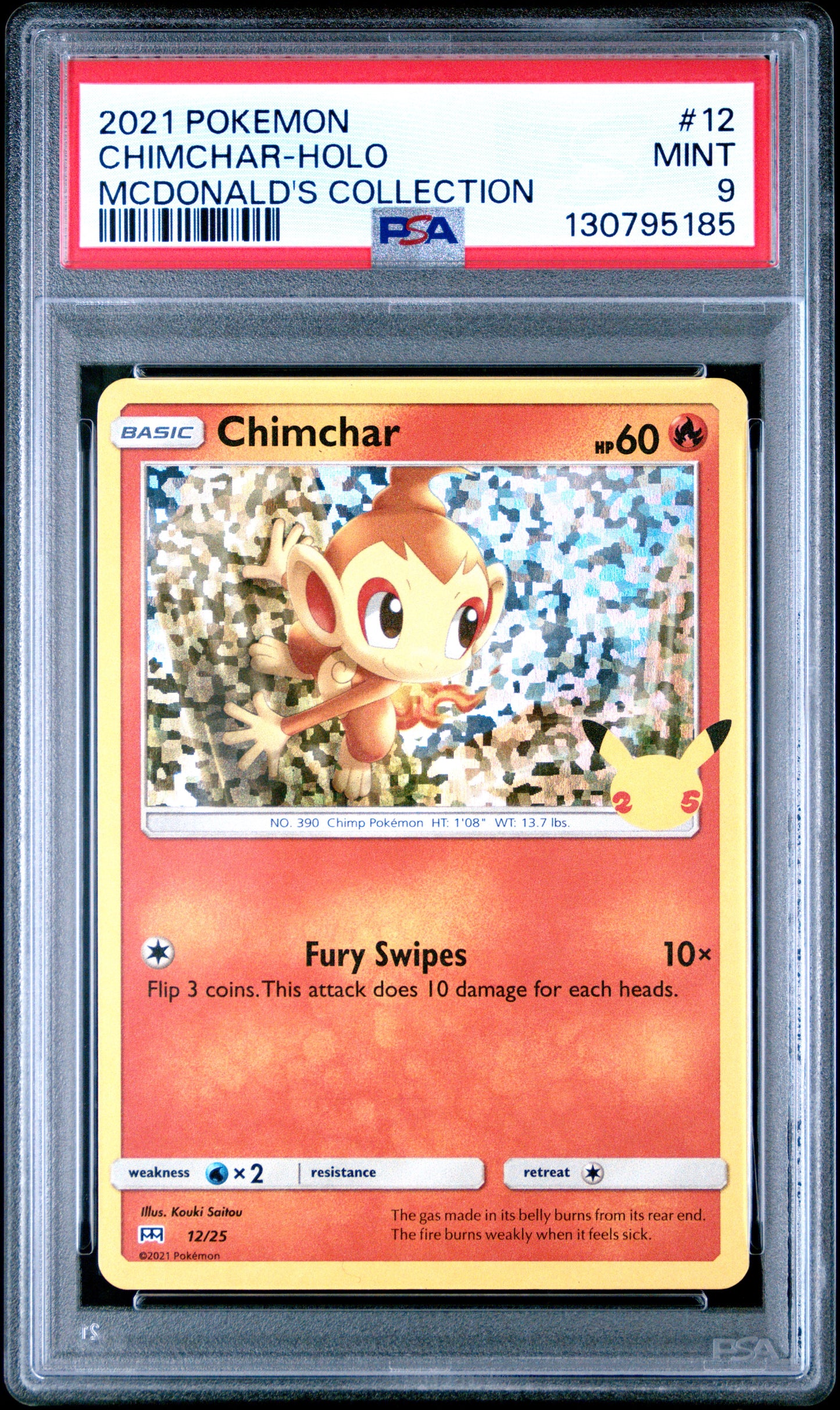 2021 Pokemon Mcdonald'S Collection Chimchar-Holo #12 PSA 9