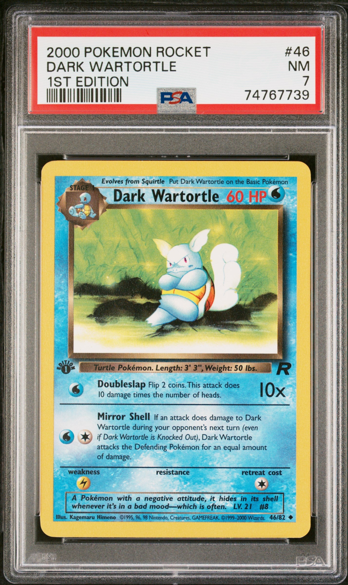 2000 Pokemon Rocket Dark Wartortle #46 PSA 7