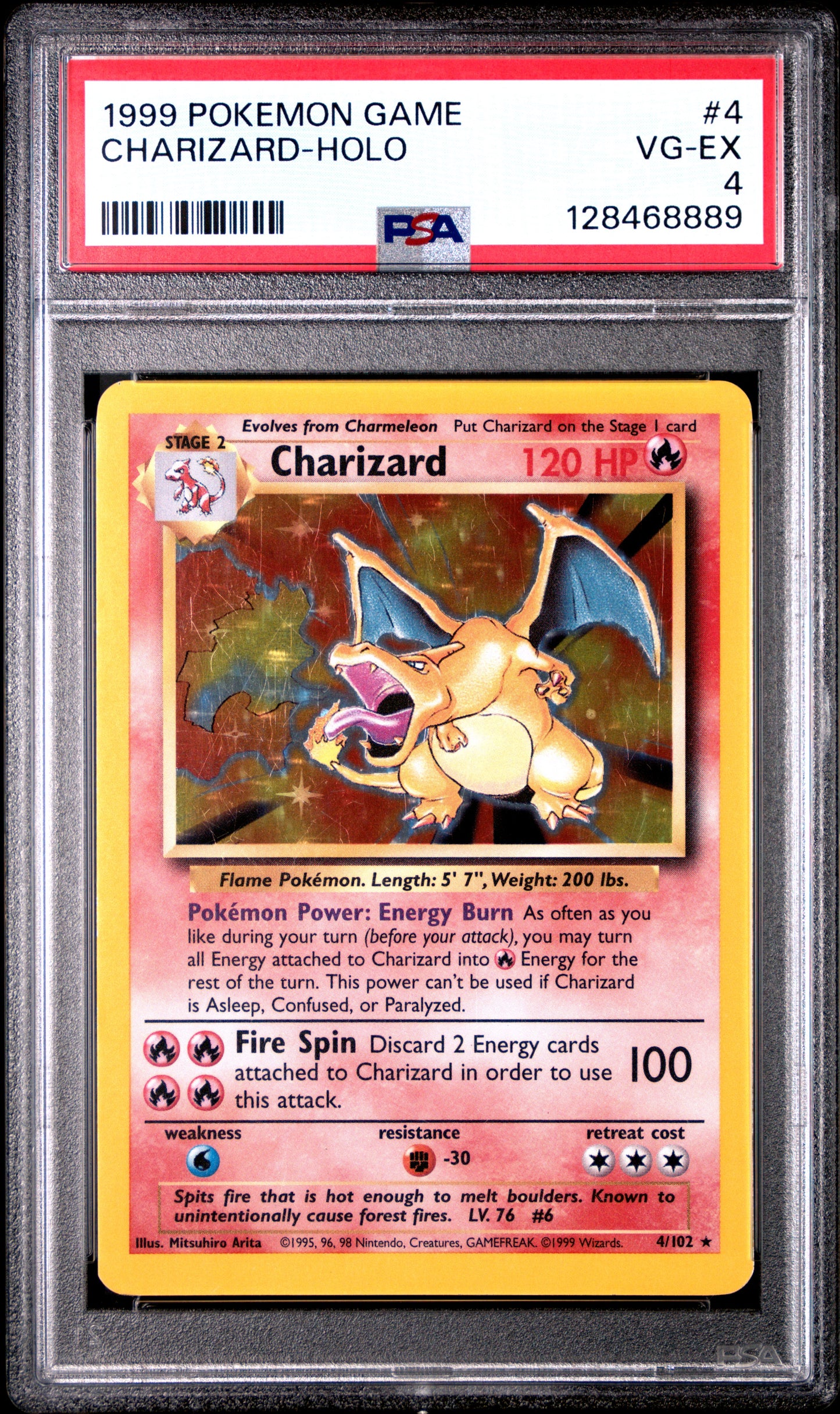 1999 Pokemon Game Charizard-Holo #4 PSA 4