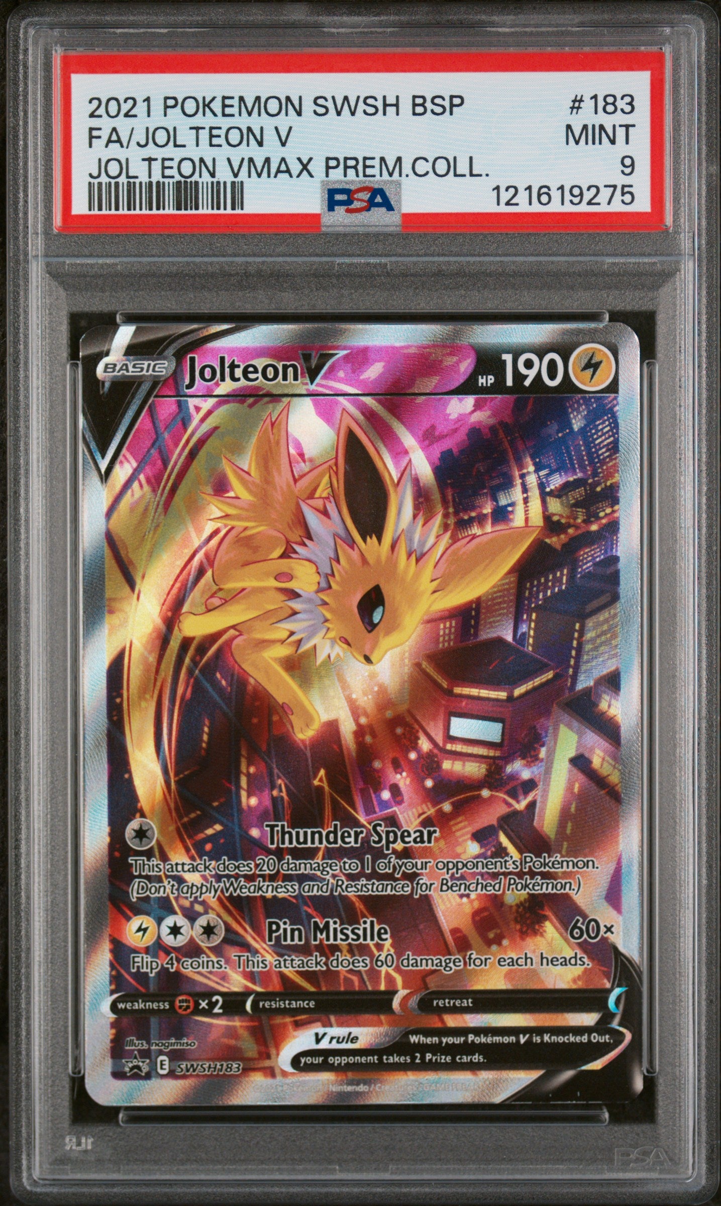 2021 Pokemon Swsh Black Star Promo Fa/Jolteon V #183 PSA 9