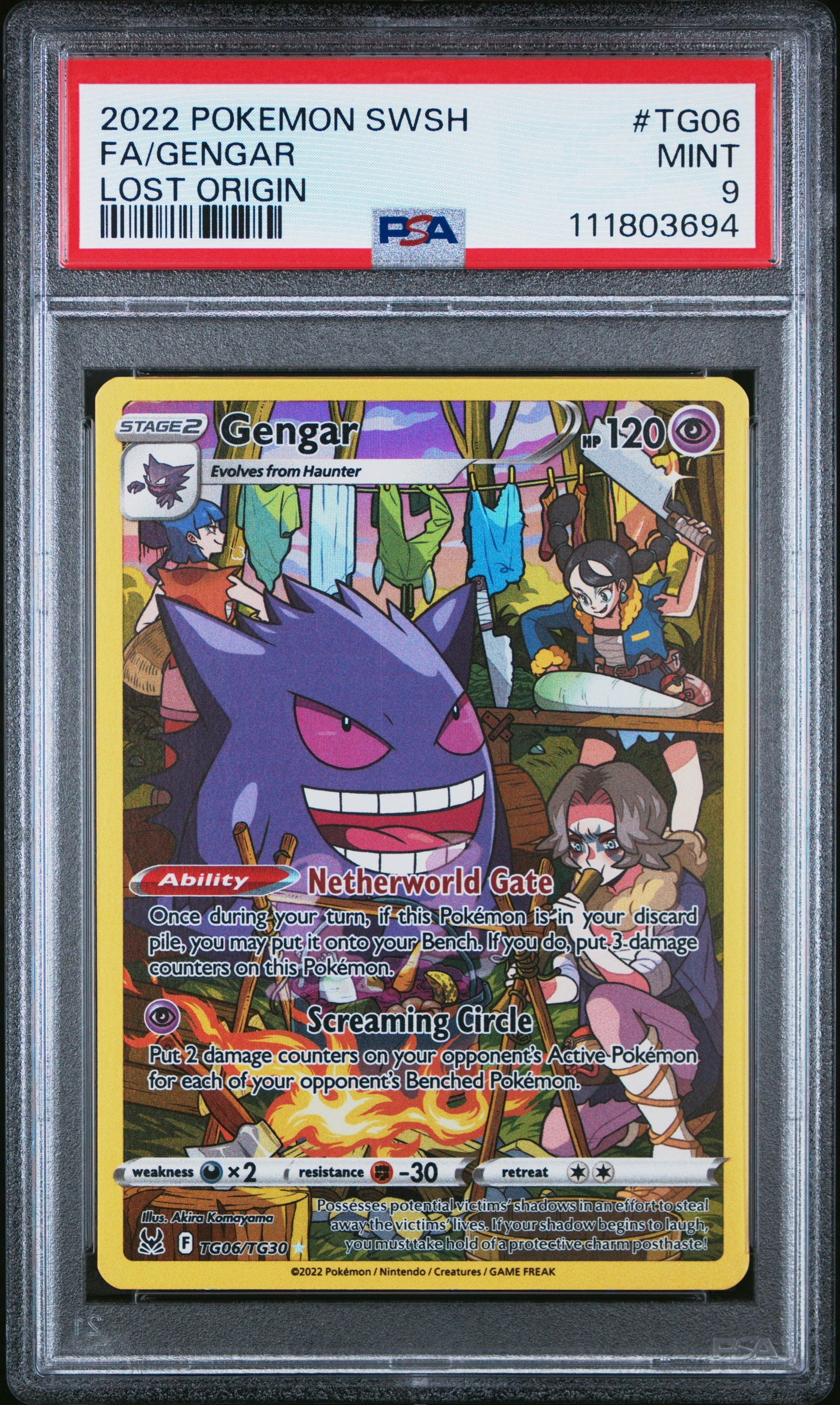 2022 Pokemon Sword & Shield Lost Origin Fa/Gengar #TG06 PSA 9