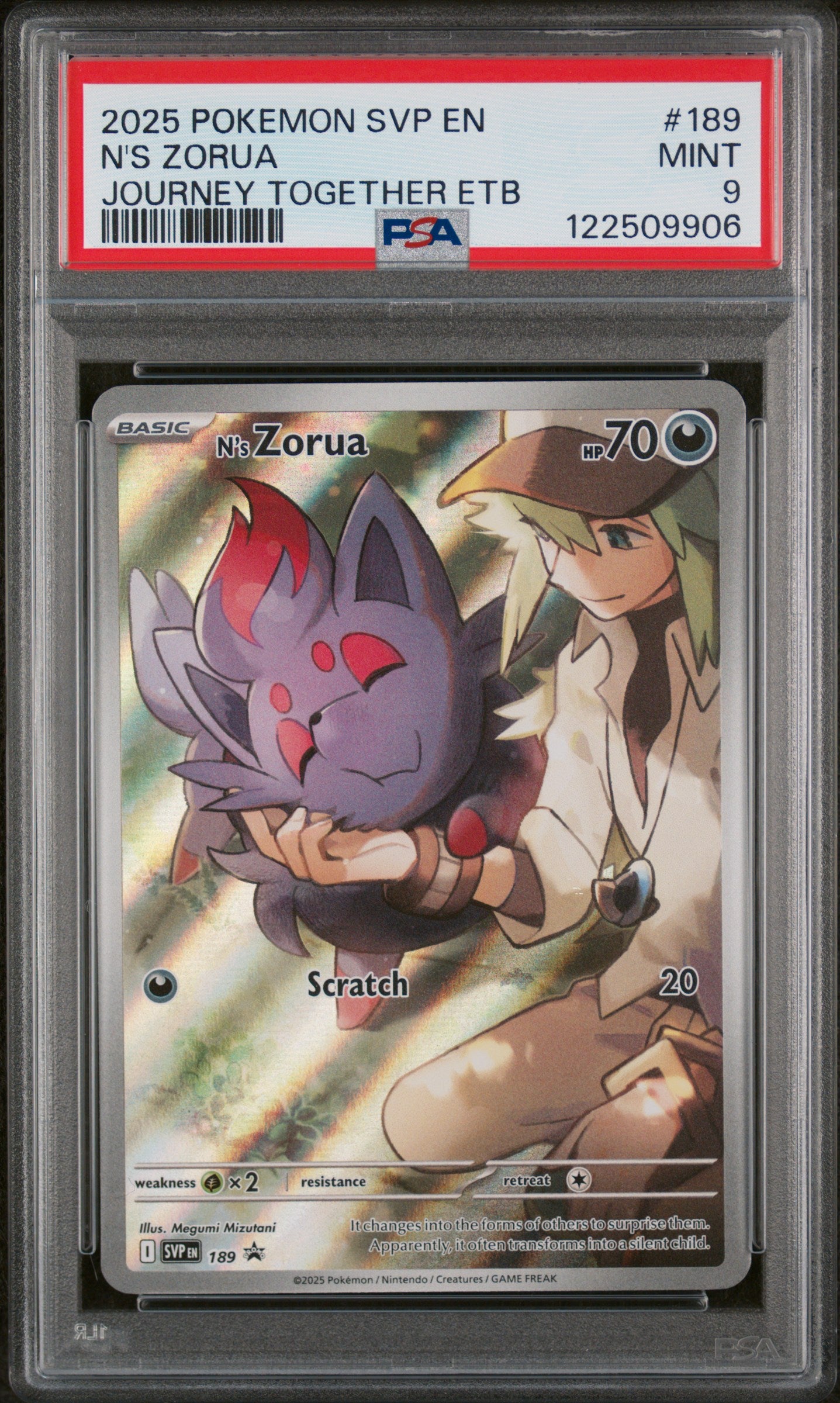 2025 Pokemon Svp En-Sv Black Star Promo N'S Zorua #189 PSA 9