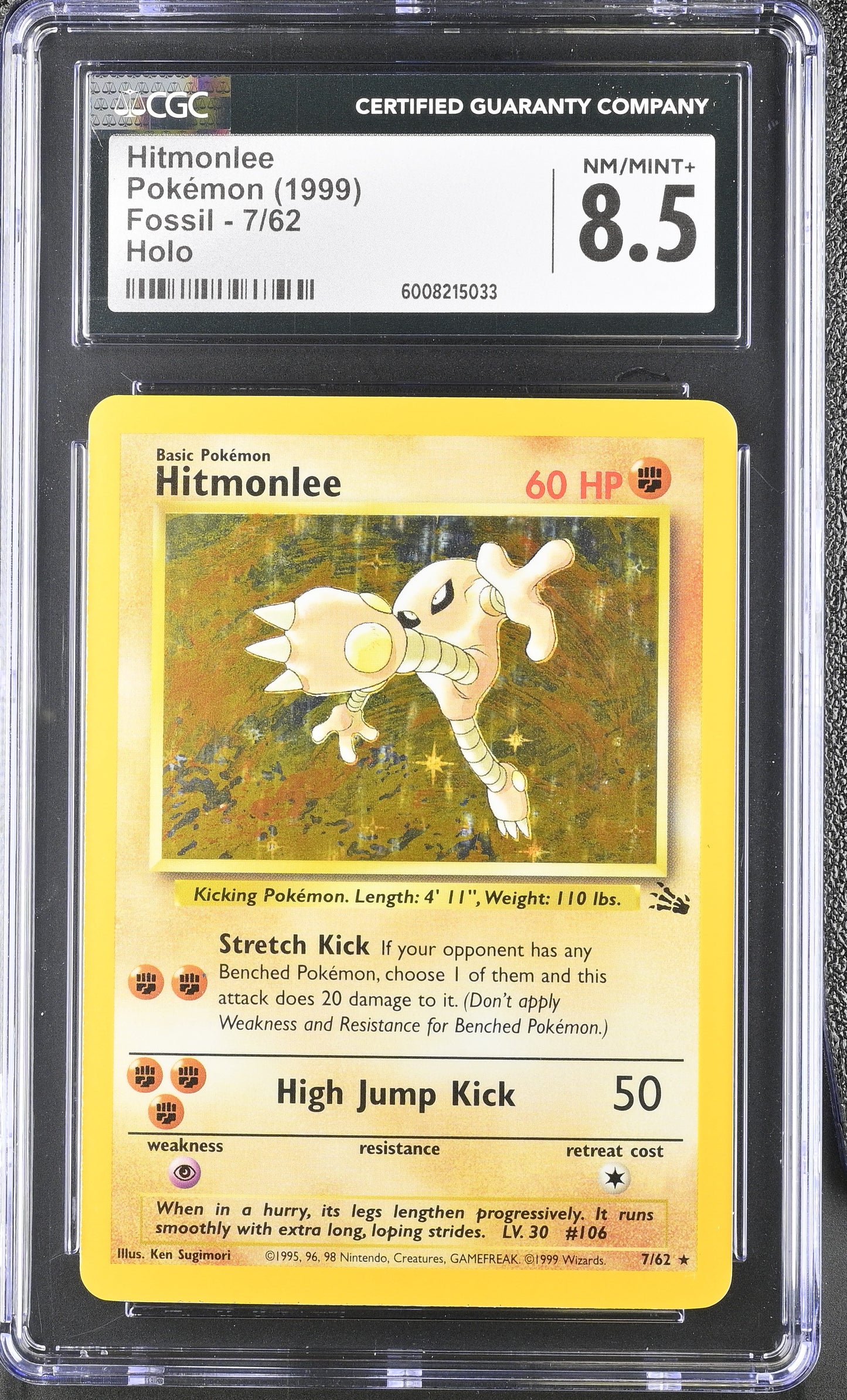 1999 Fossil #7/62 Hitmonlee CGC 8.5