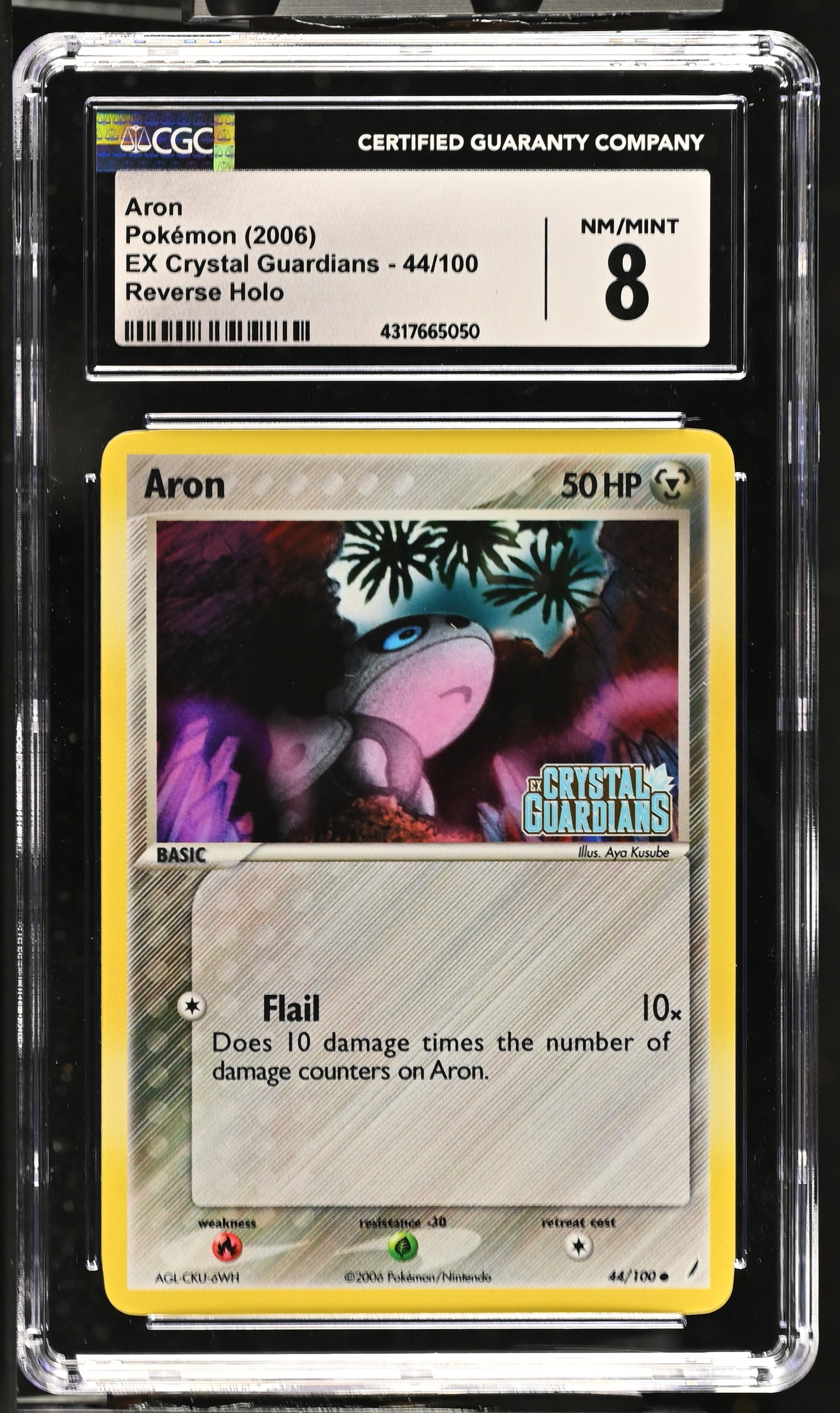 2006 EX Crystal Guardians #44/100 Aron CGC 8