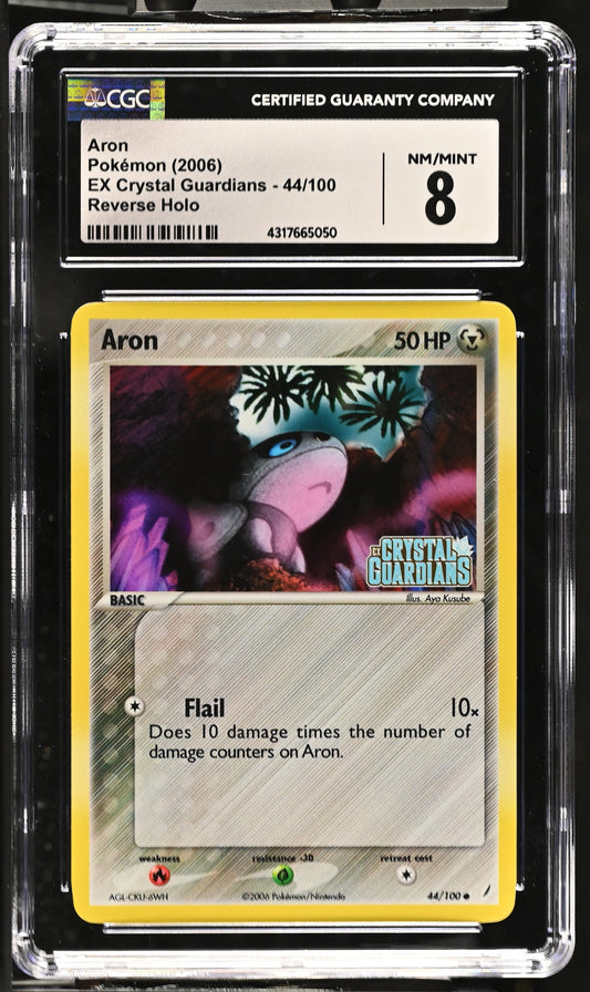 2006 EX Crystal Guardians #44/100 Aron CGC 8