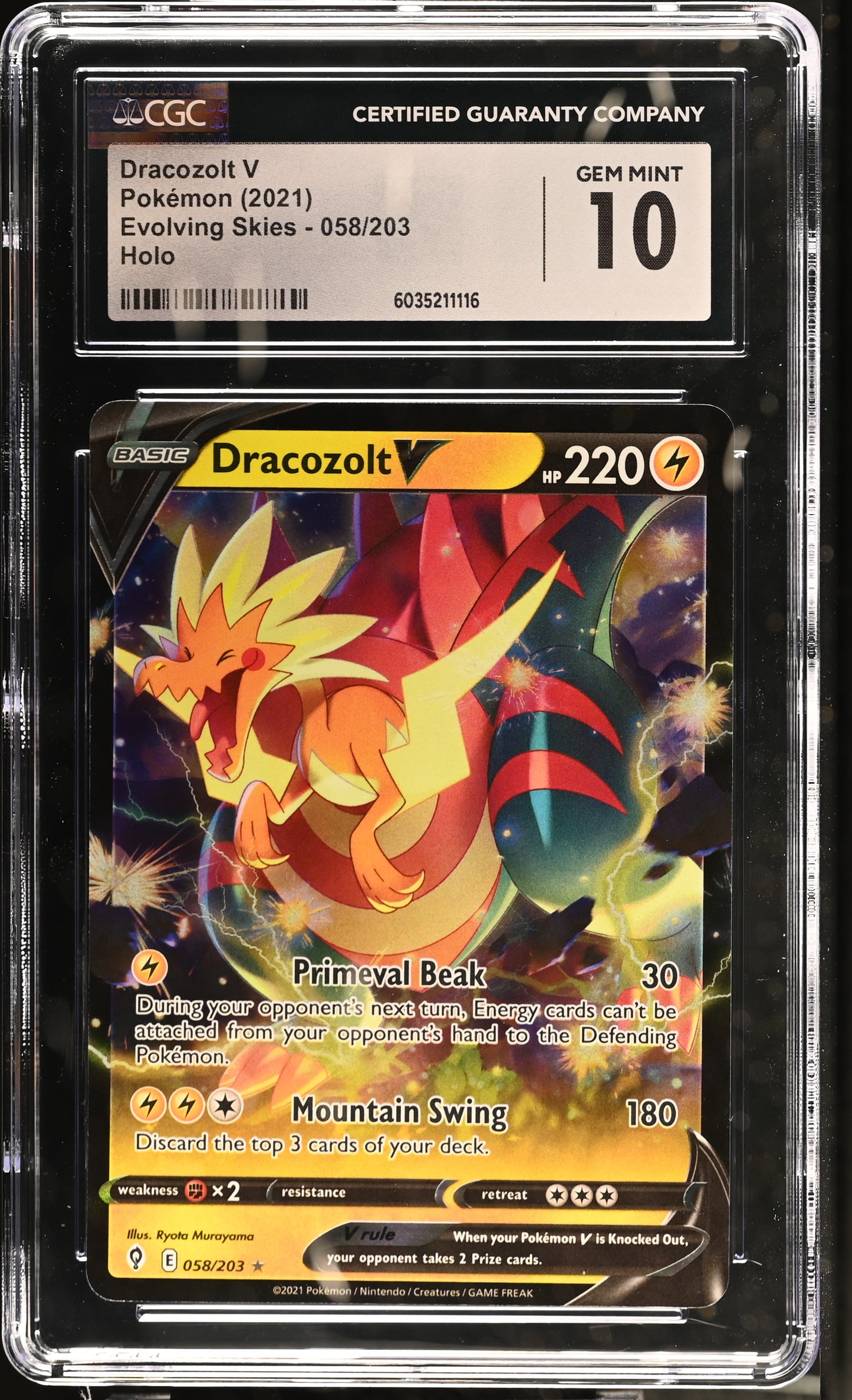 2021 Evolving Skies Dracozolt V #058/203 CGC 10