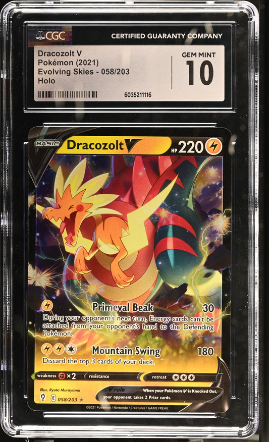 2021 Evolving Skies Dracozolt V #058/203 CGC 10