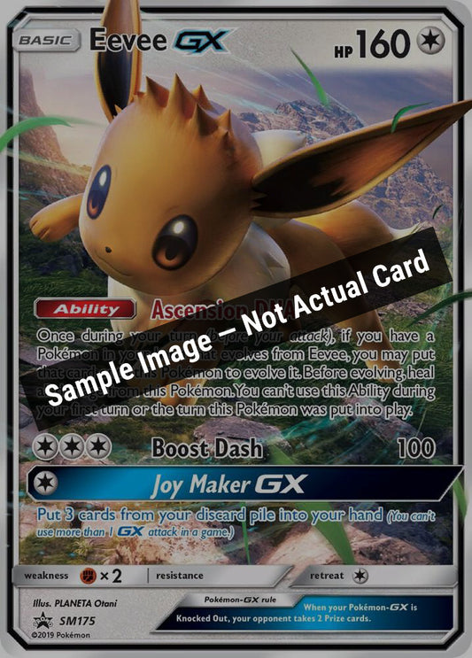 Pokemon,SM Promos,Eevee GX - SM175,Holofoil,Lightly Played — Sample Image, Not Actual Card