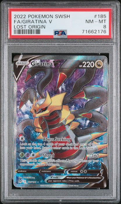 2022 POKEMON SWORD & SHIELD LOST ORIGIN FA/GIRATINA V #185 LOST ORIGIN PSA 8