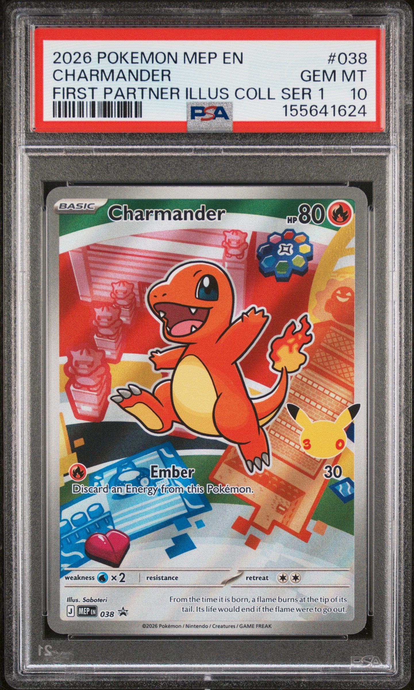 2026 POKEMON MEP EN-ME BLACK STAR PROMO CHARMANDER #038 FIRST PARTNER ILLUS COLL SER 1 PSA 10