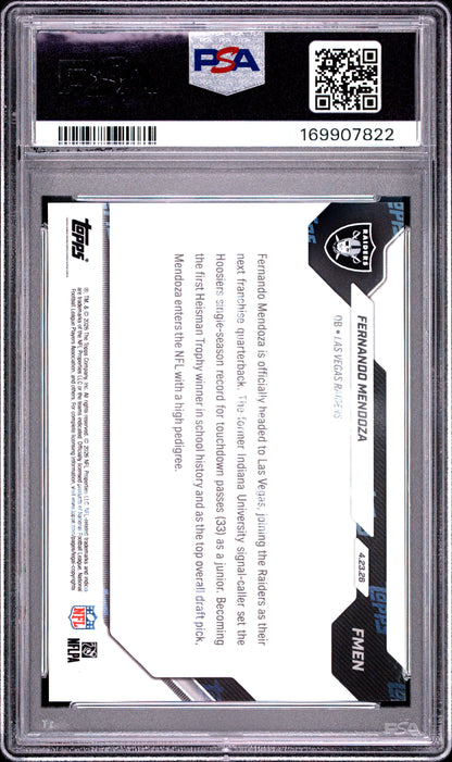 2026 TOPPS NOW FERNANDO MENDOZA #FMEN PSA 10