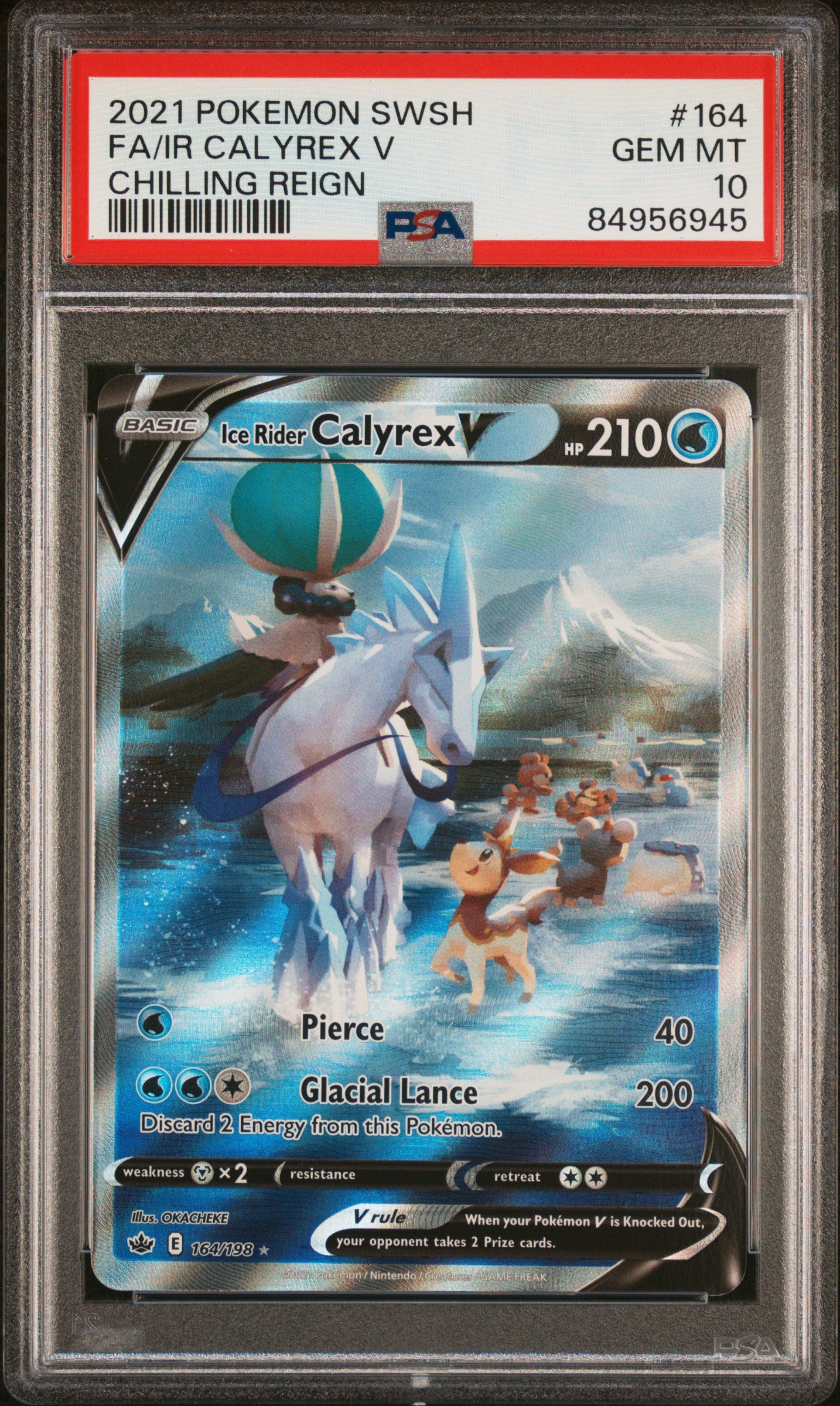 2021 Pokemon Sword & Shield Chilling Reign Fa/Ir Calyrex V #164 PSA 10